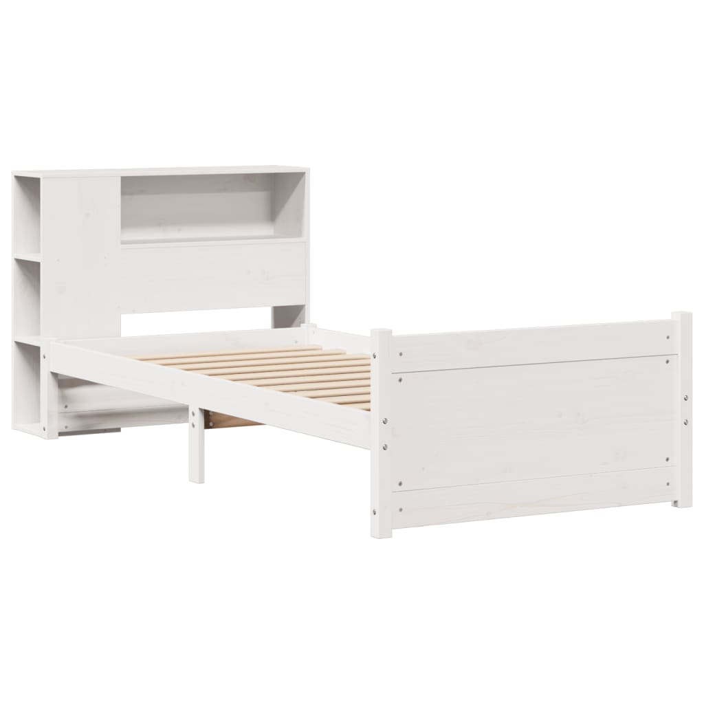 Bookcase Bed without Mattress White 90x190cm Single Solid Wood Pine