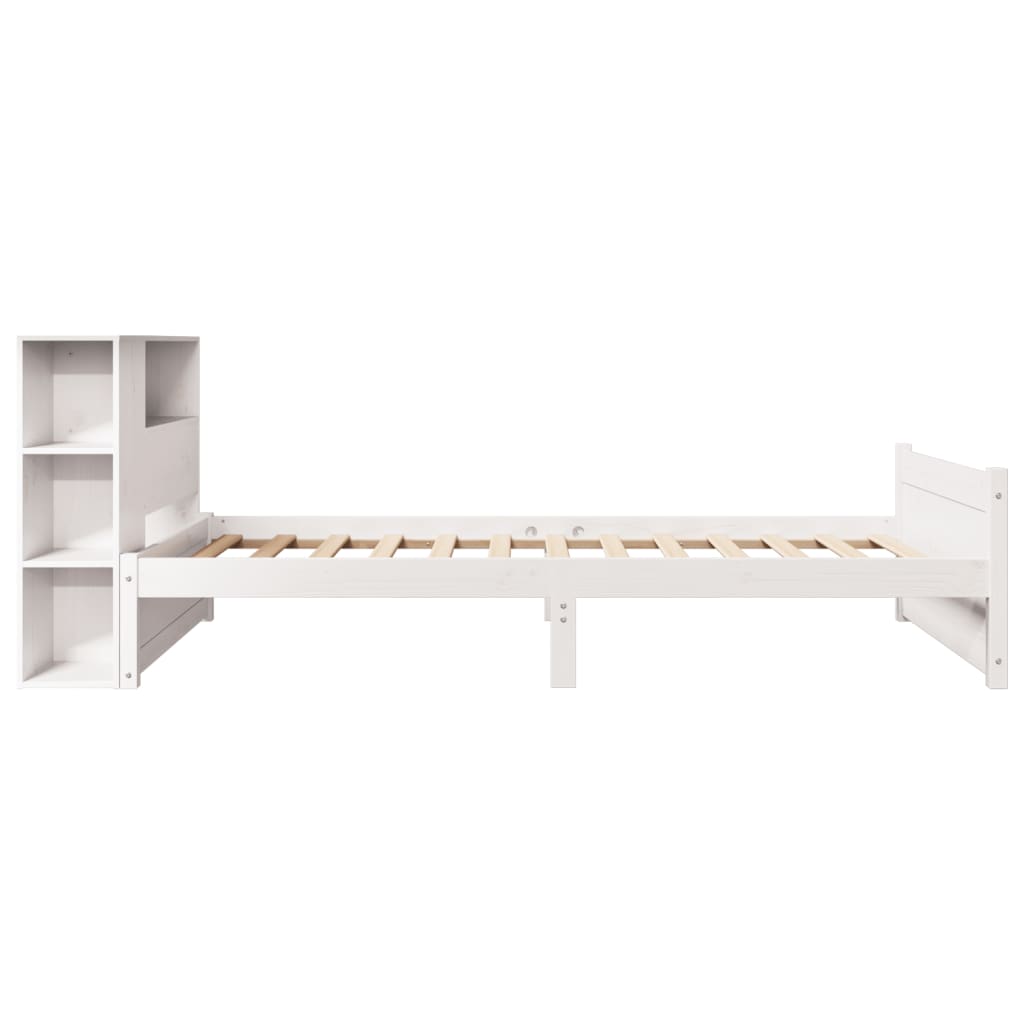 Bookcase Bed without Mattress White 90x200cm Solid Wood Pine