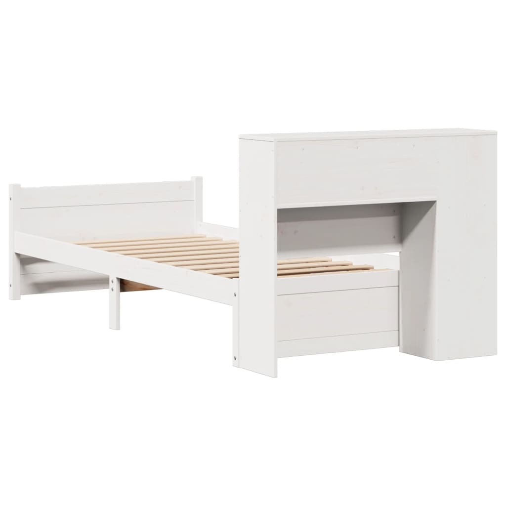 Bookcase Bed without Mattress White 90x200cm Solid Wood Pine
