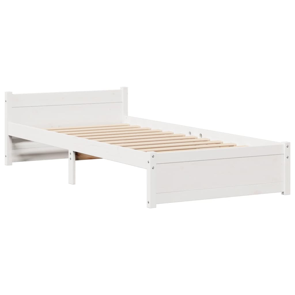 Bookcase Bed without Mattress White 90x200cm Solid Wood Pine