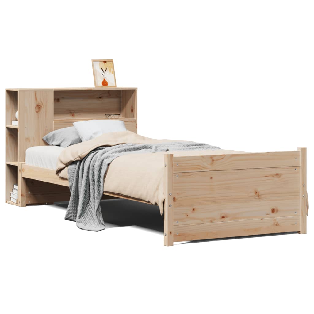 Bookcase Bed without Mattress 100x200cm Solid Wood Pine