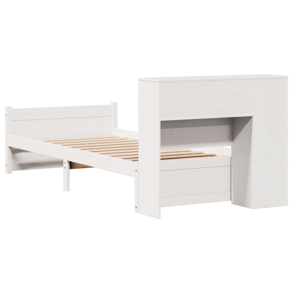 Bookcase Bed without Mattress White 100x200cm Solid Wood Pine