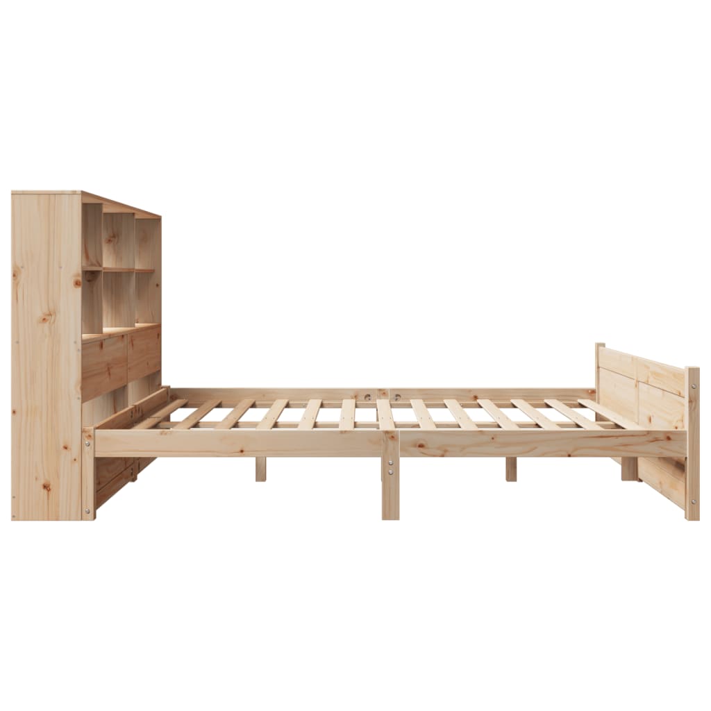 Bookcase Bed without Mattress 140x190cm Solid Wood Pine