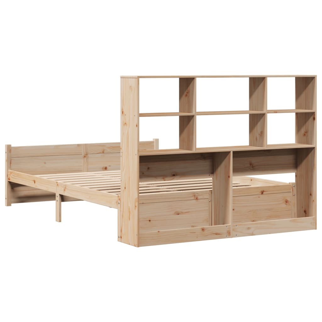 Bookcase Bed without Mattress 140x190cm Solid Wood Pine