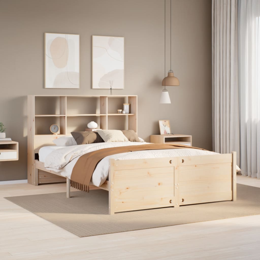 Bookcase Bed without Mattress 140x190cm Solid Wood Pine