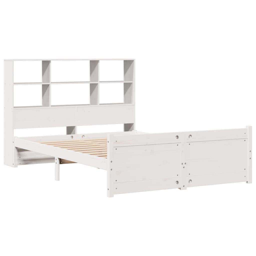 Bookcase Bed without Mattress White 140x190cm Solid Wood Pine