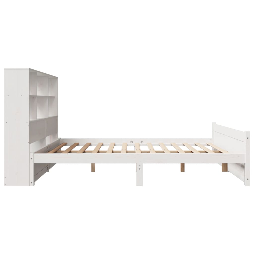Bookcase Bed without Mattress White 140x190cm Solid Wood Pine
