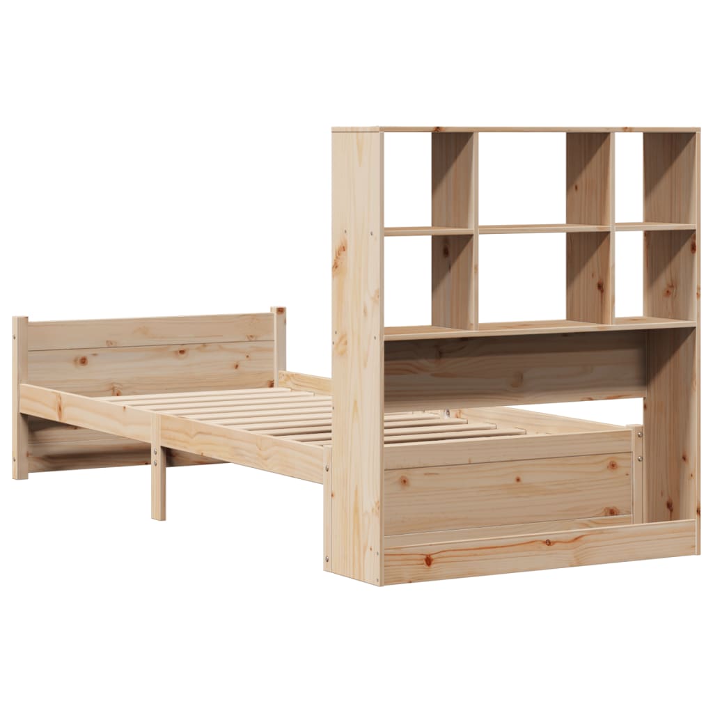 Bookcase Bed without Mattress 90x200cm Solid Wood Pine