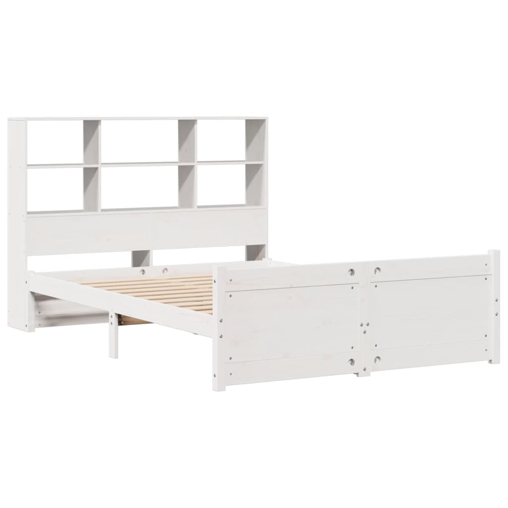 Bookcase Bed without Mattress White 120x200cm Solid Wood Pine