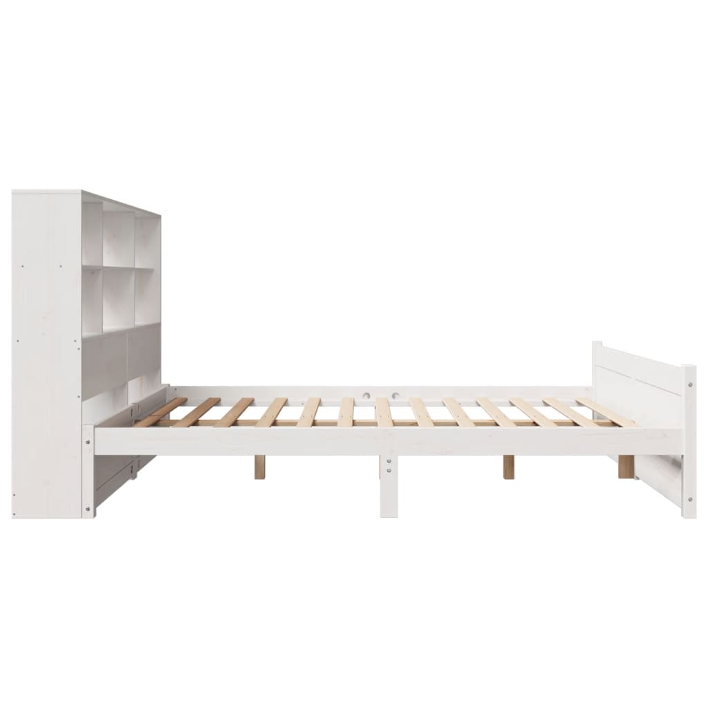 Bookcase Bed without Mattress White 120x200cm Solid Wood Pine