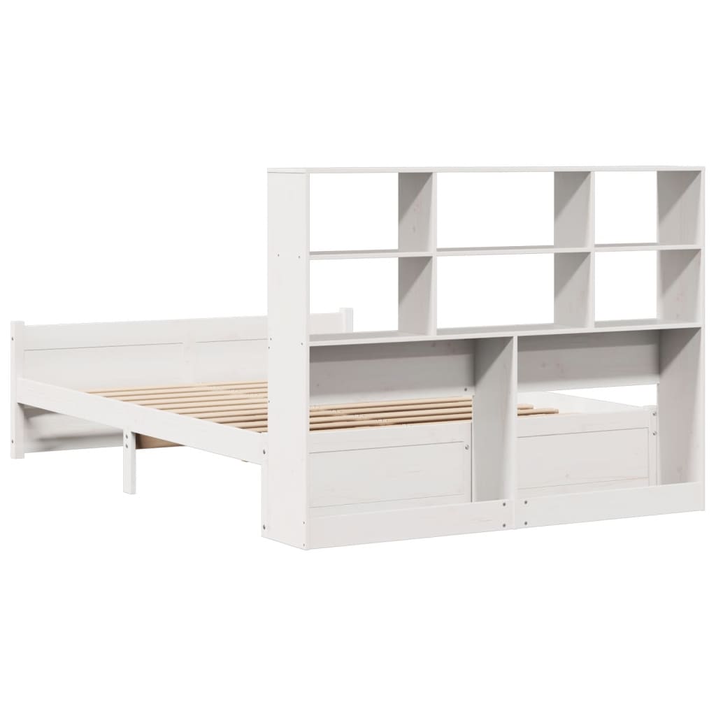 Bookcase Bed without Mattress White 120x200cm Solid Wood Pine