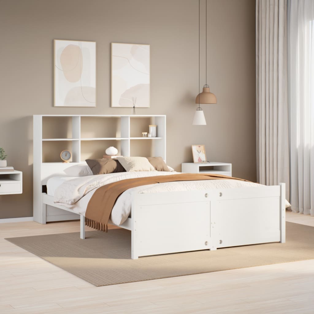 Bookcase Bed without Mattress White 120x200cm Solid Wood Pine