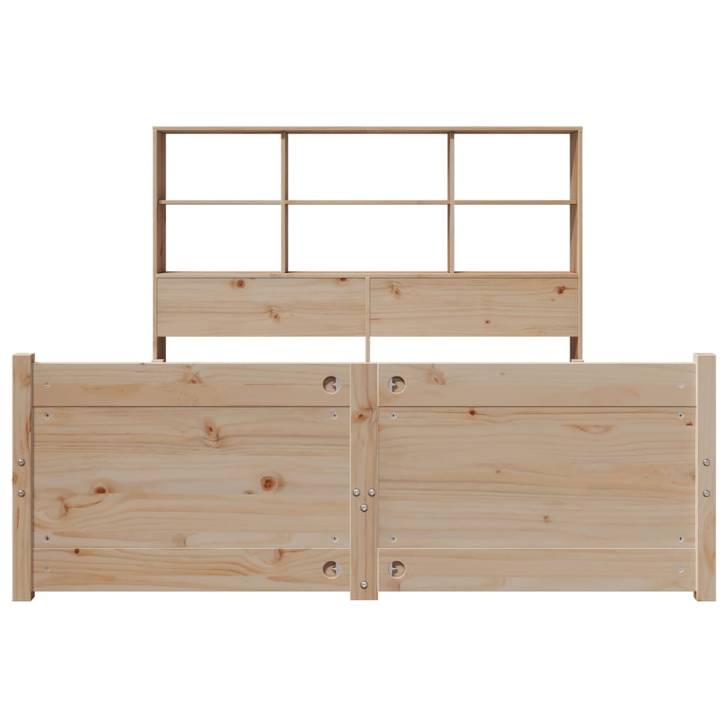 Bookcase Bed without Mattress 140x200cm Solid Wood Pine