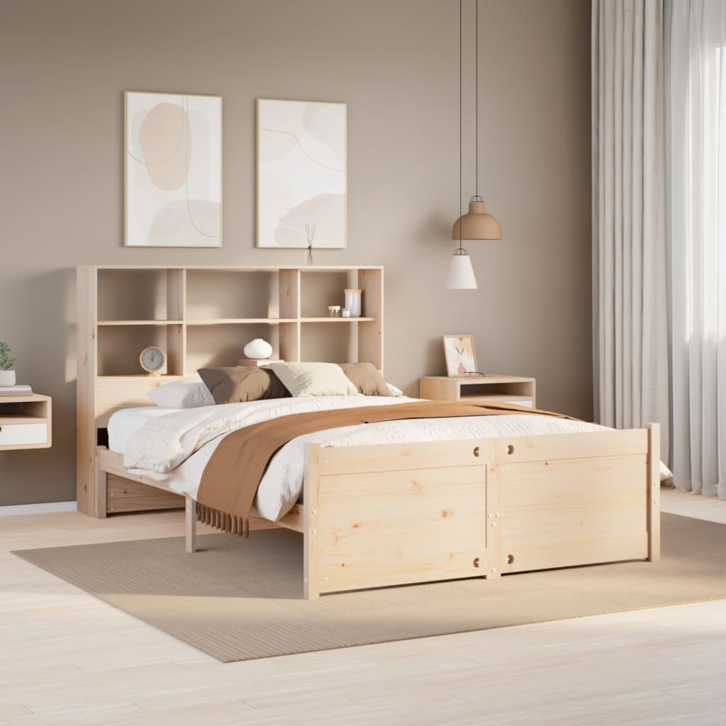 Bookcase Bed without Mattress 140x200cm Solid Wood Pine