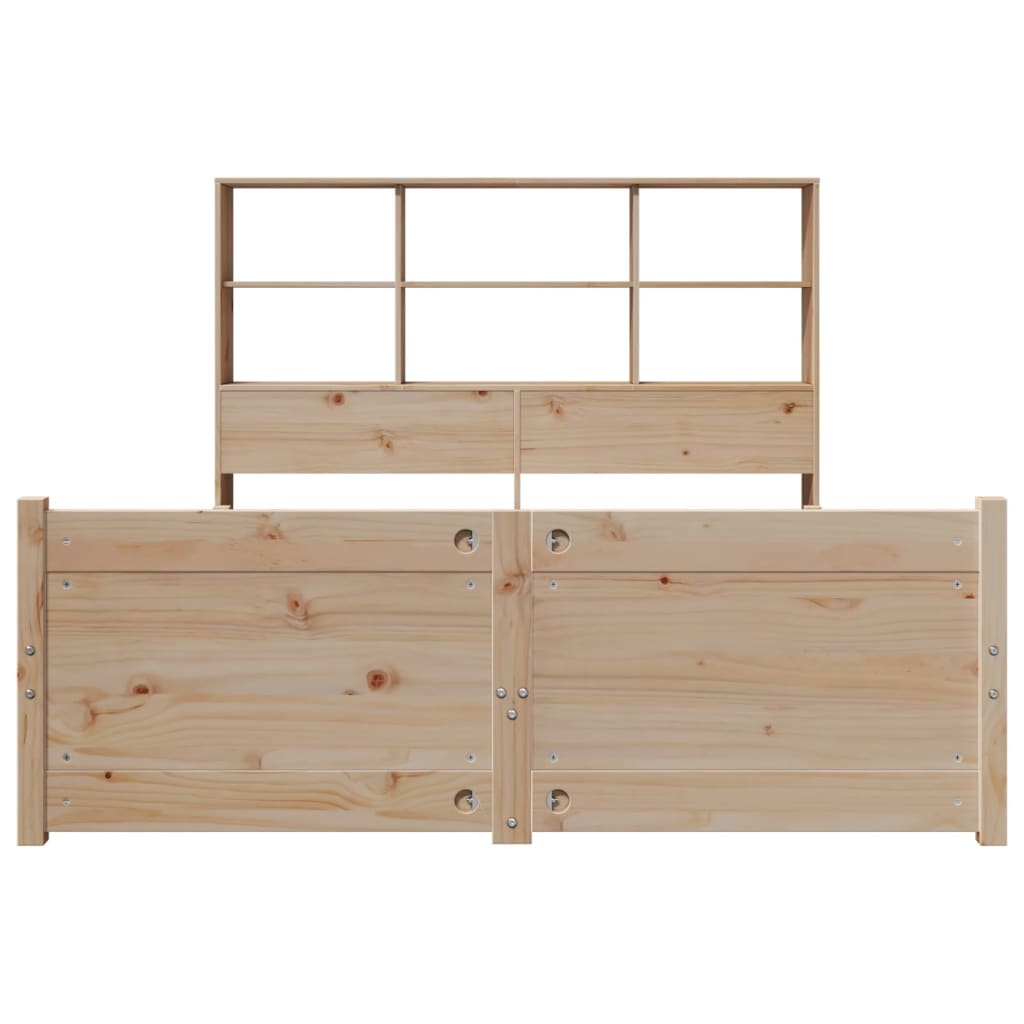 Bookcase Bed without Mattress 150x200 cm King Size Solid Wood Pine