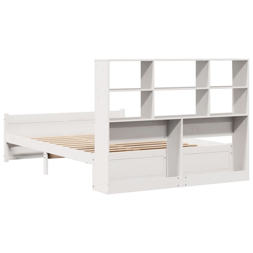 Bookcase Bed without Mattress White 160x200cm Solid Wood Pine
