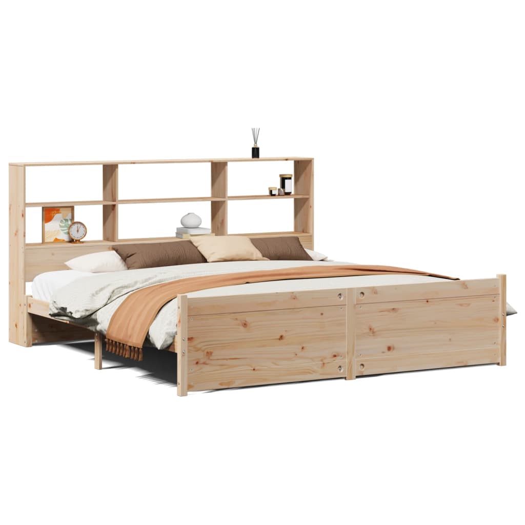 Bookcase Bed without Mattress 180x200 cm Super King Solid Wood Pine
