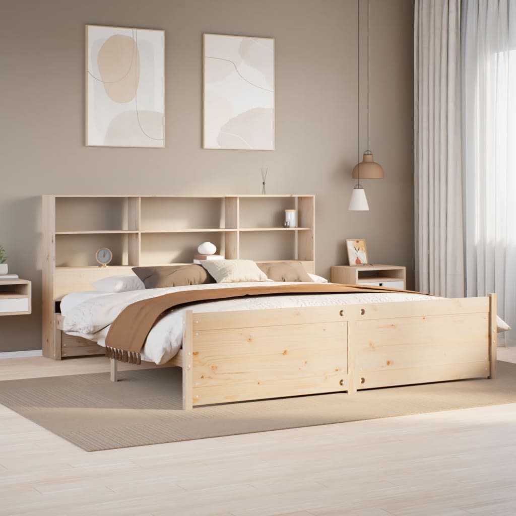 Bookcase Bed without Mattress 180x200 cm Super King Solid Wood Pine