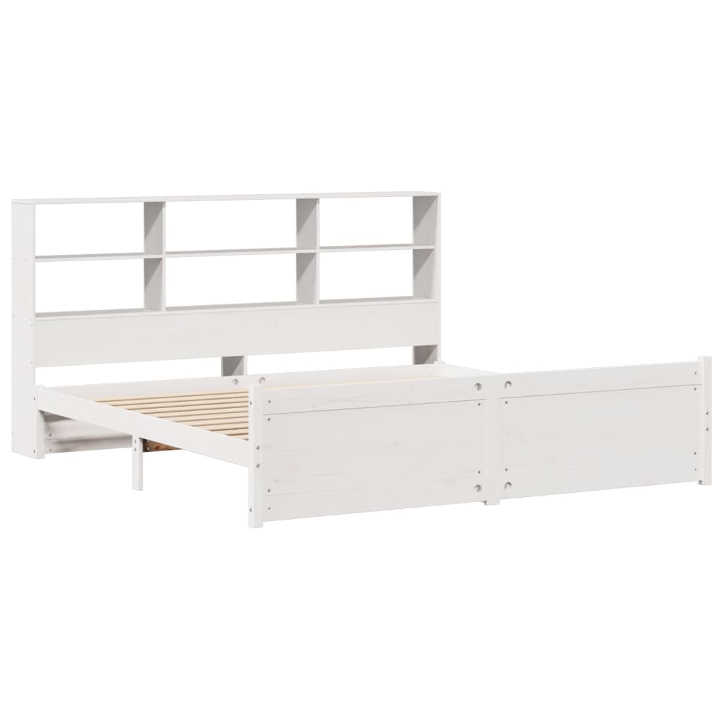 Bookcase Bed without Mattress White 180x200 cm Super King Solid Wood Pine