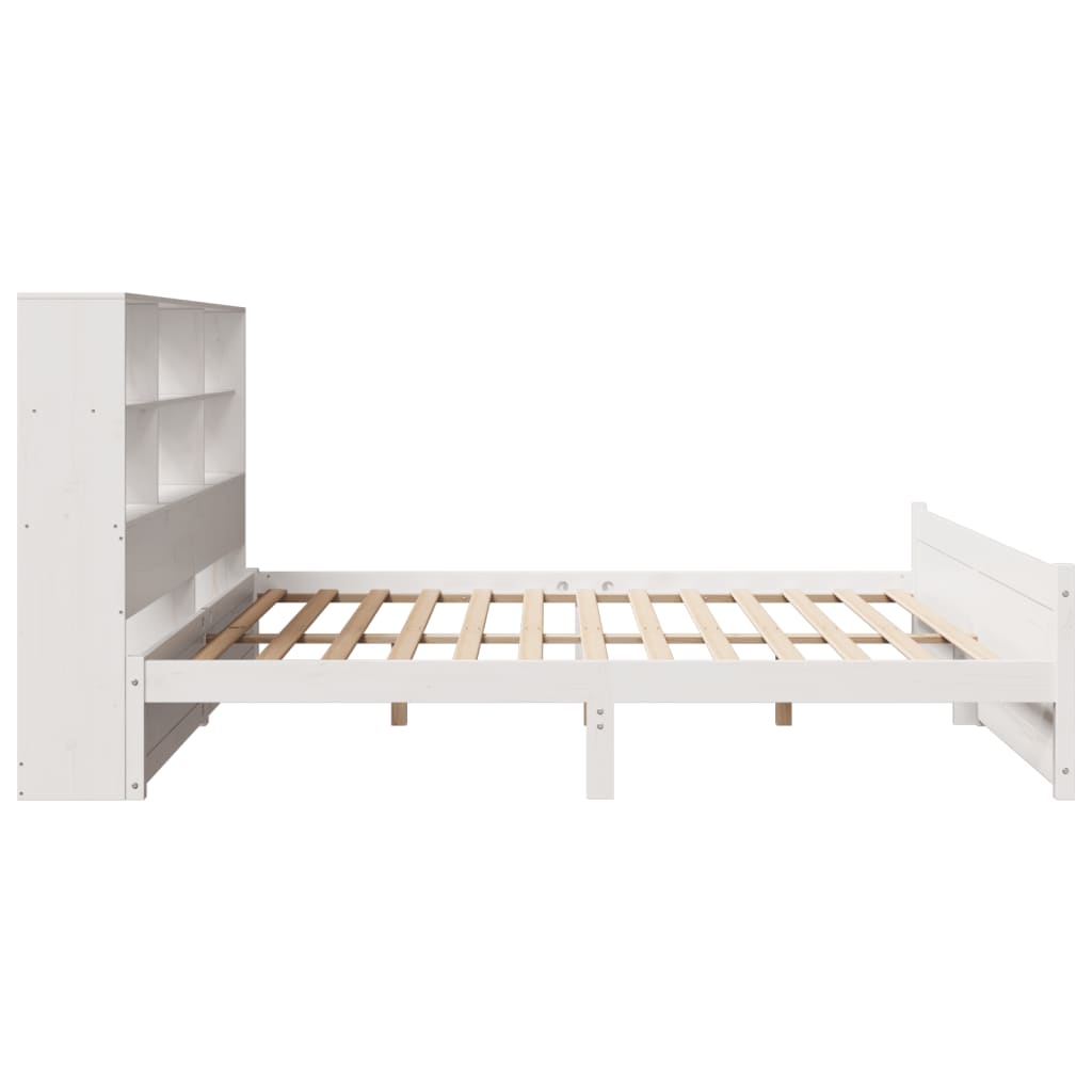 Bookcase Bed without Mattress White 180x200 cm Super King Solid Wood Pine