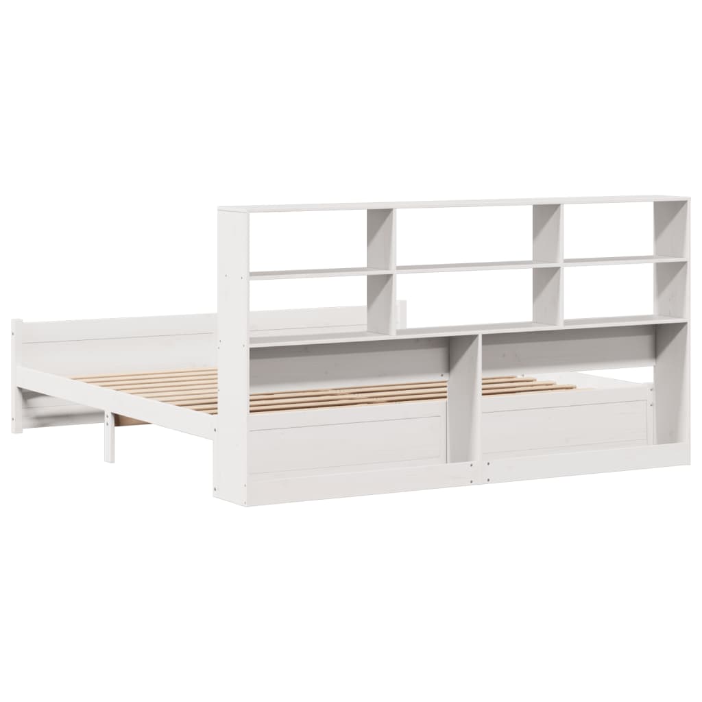 Bookcase Bed without Mattress White 180x200 cm Super King Solid Wood Pine