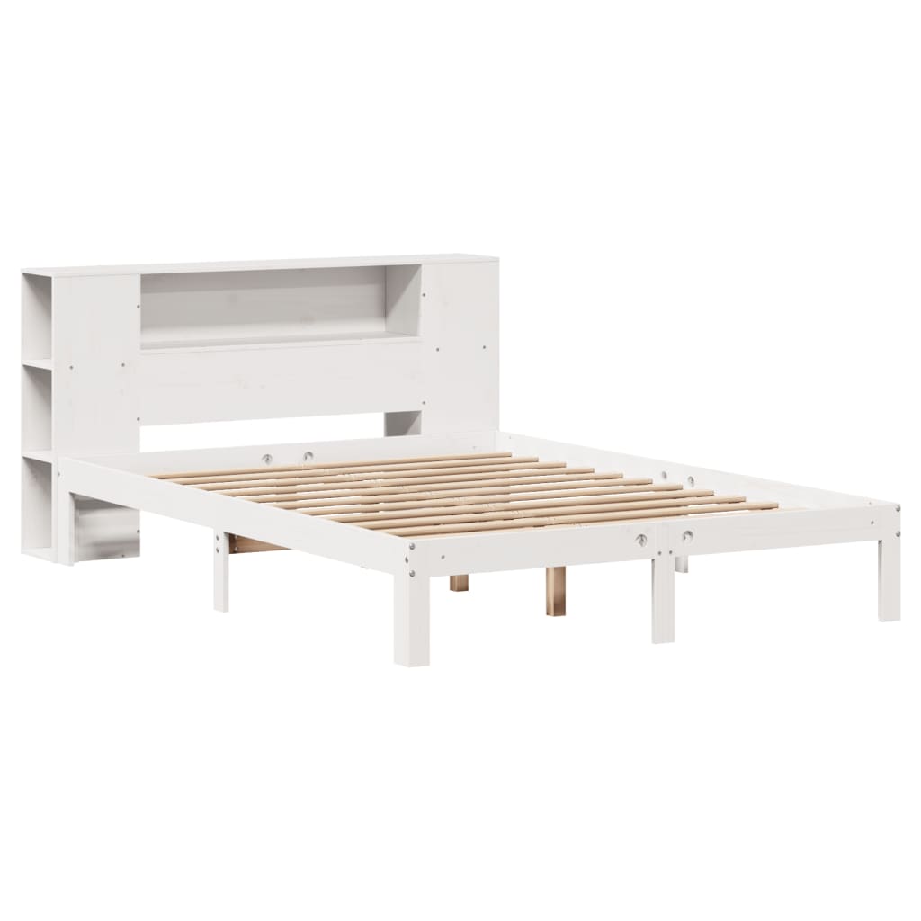 Bookcase Bed without Mattress White 120x190 cm Small Double Solid Wood Pine