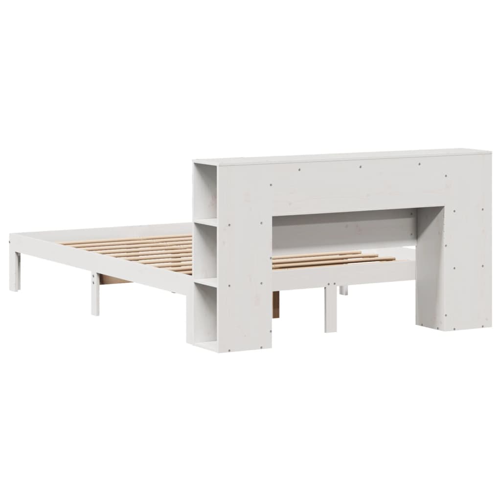Bookcase Bed without Mattress White 120x190 cm Small Double Solid Wood Pine