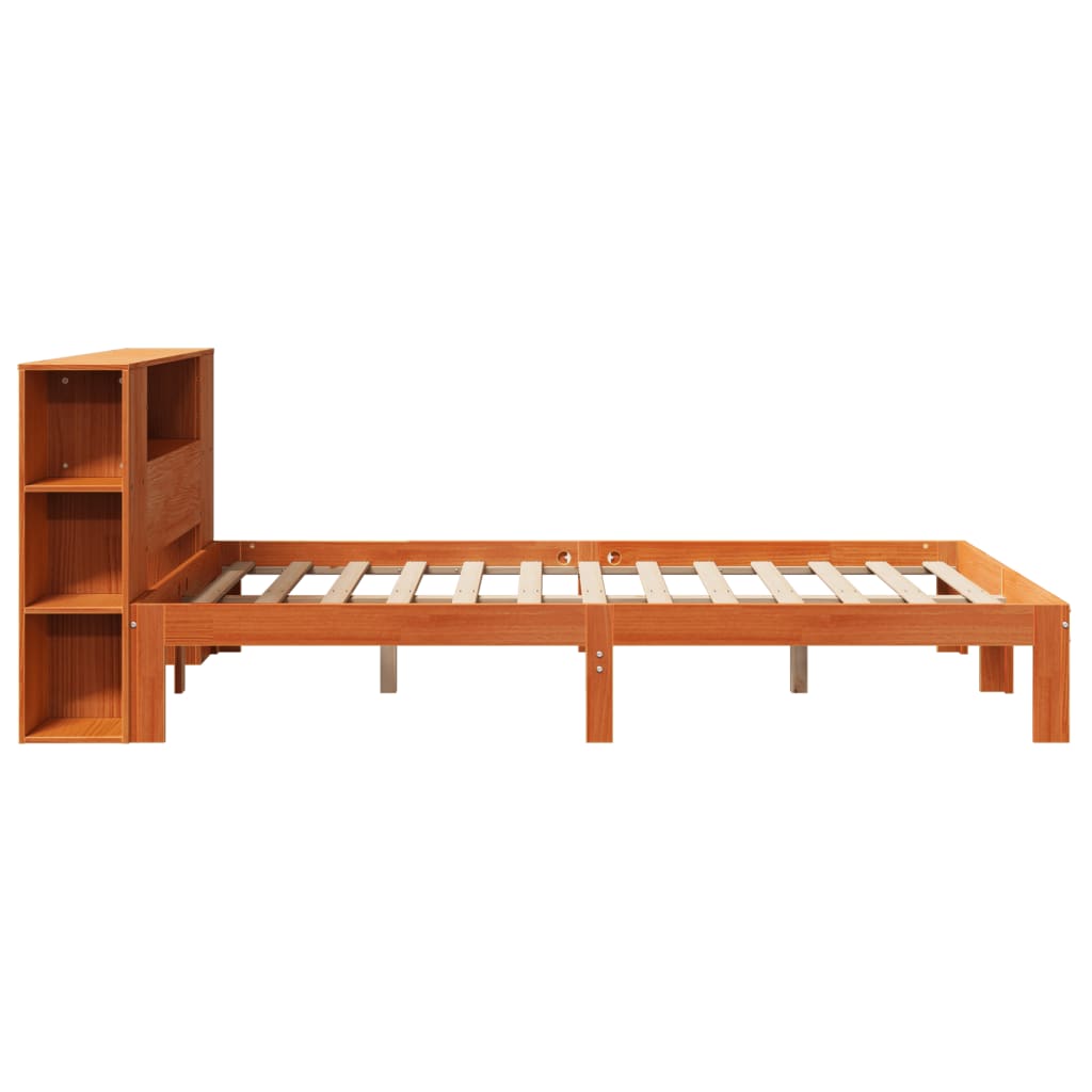 Bookcase Bed without Mattress Wax Brown 140x190cm Solid Wood Pine
