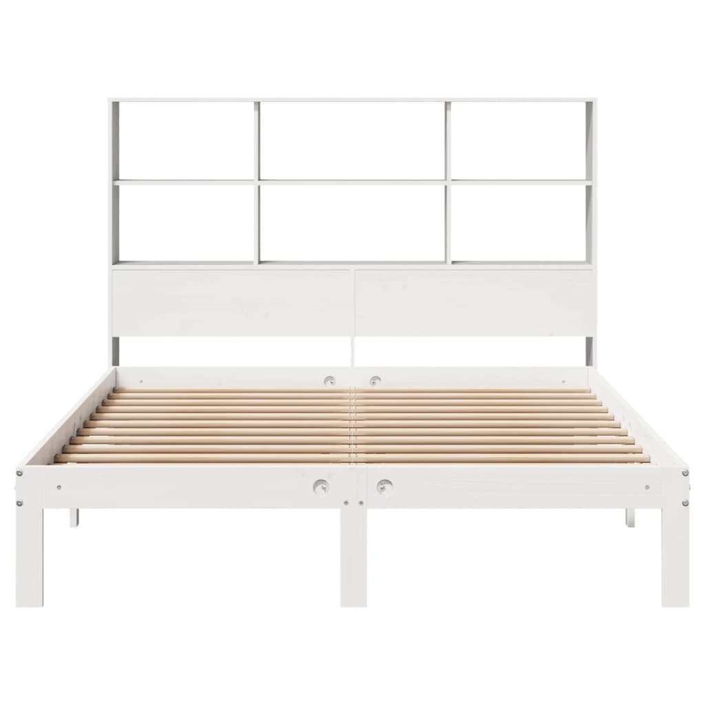 Bookcase Bed without Mattress White 140x190cm Solid Wood Pine