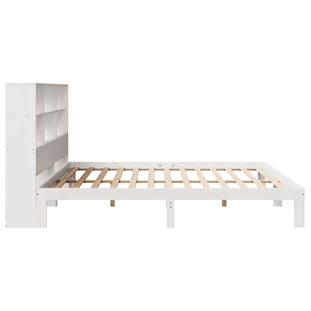 Bookcase Bed without Mattress White 180x200 cm Super King Solid Wood Pine