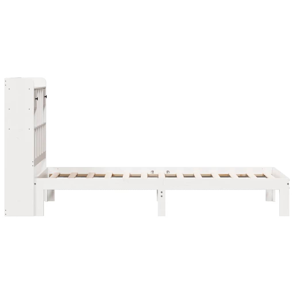 Bookcase Bed without Mattress White 90x200cm Solid Wood Pine