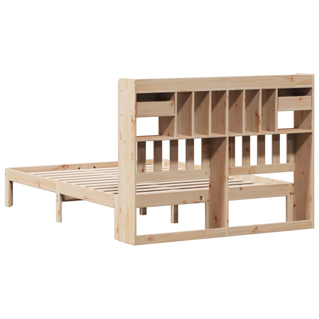Bookcase Bed without Mattress 140x200cm Solid Wood Pine