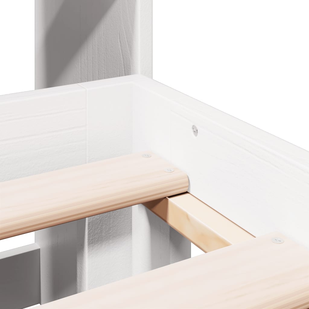 Bookcase Bed without Mattress White 140x200cm Solid Wood Pine