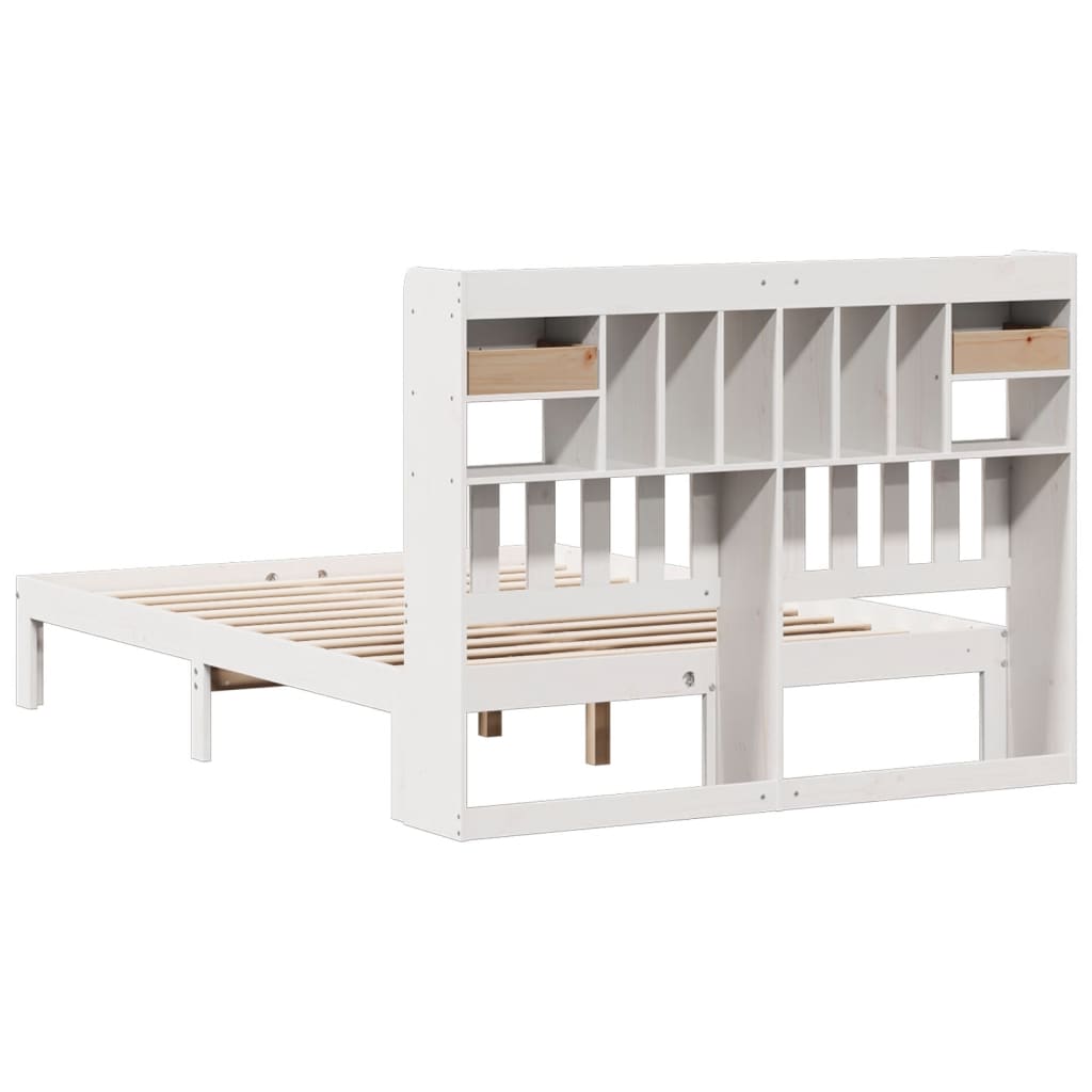 Bookcase Bed without Mattress White 150x200cm Solid Wood Pine