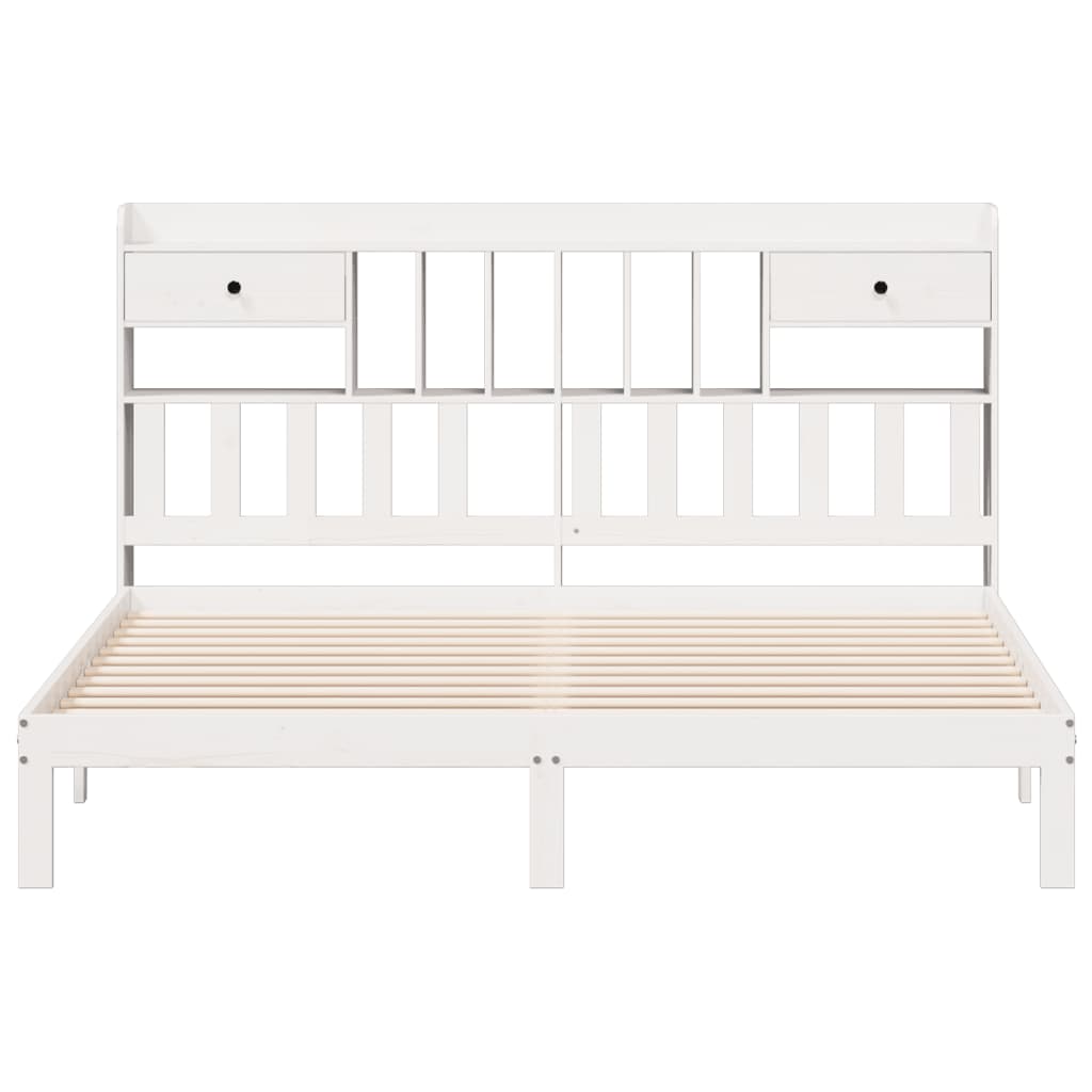 Bookcase Bed without Mattress White 180x200cm Solid Wood Pine