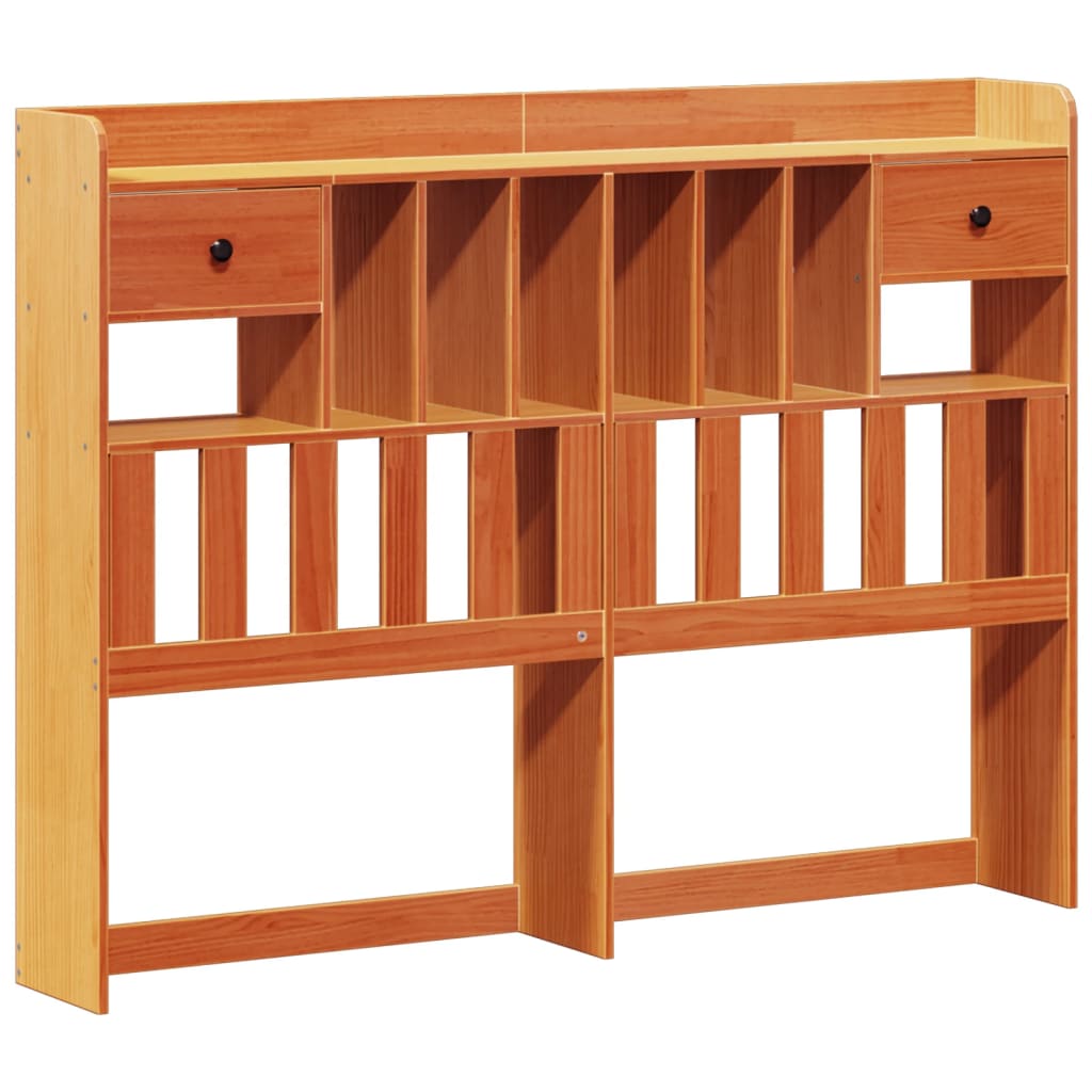 Bookcase Bed without Mattress Wax Brown 135x190cm Solid Wood Pine