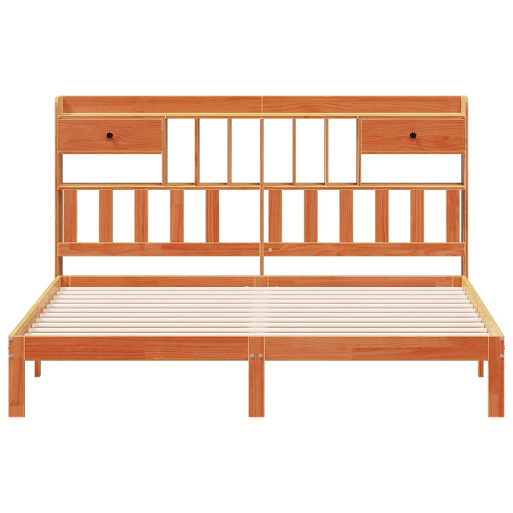 Bookcase Bed without Mattress Wax Brown 180x200cm Solid Wood Pine