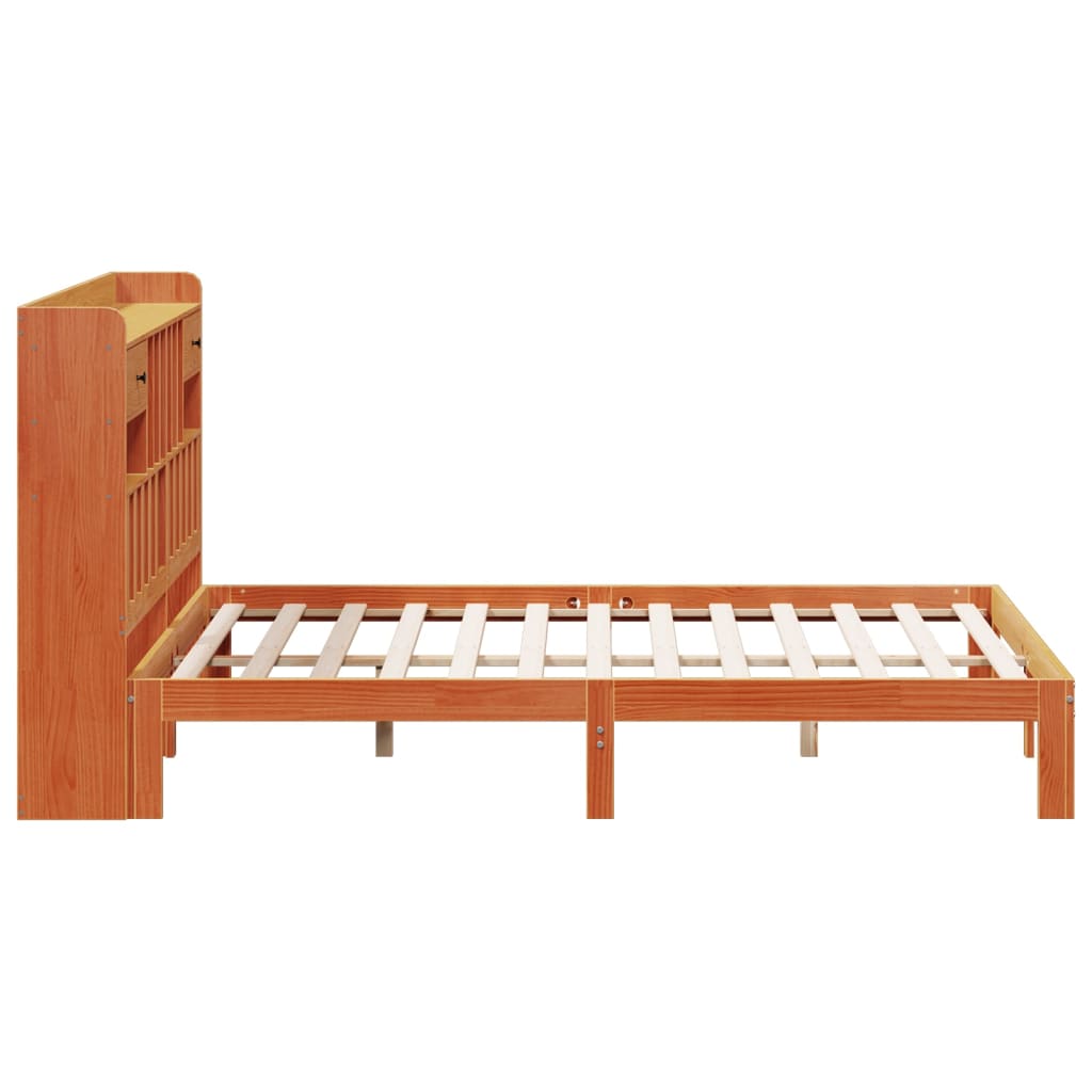 Bookcase Bed without Mattress Wax Brown 180x200cm Solid Wood Pine