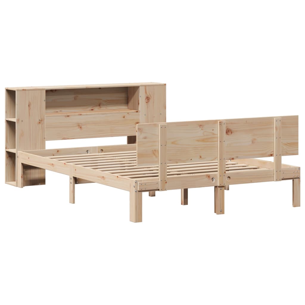 Bookcase Bed without Mattress 140x190cm Solid Wood Pine