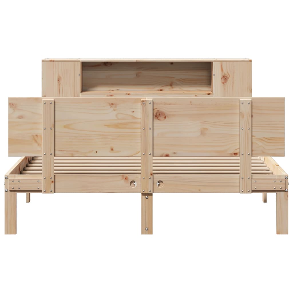 Bookcase Bed without Mattress 140x190cm Solid Wood Pine