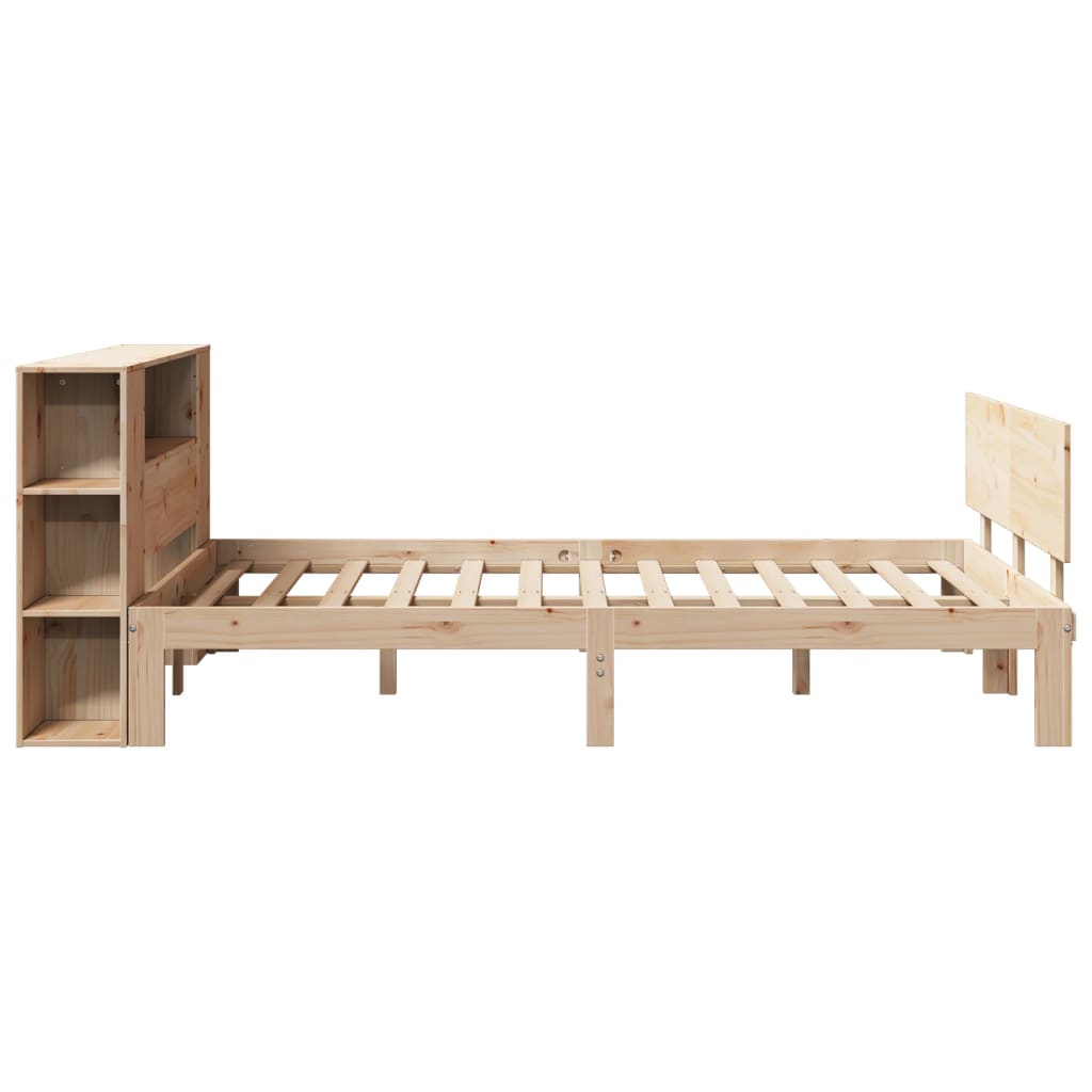 Bookcase Bed without Mattress 140x190cm Solid Wood Pine