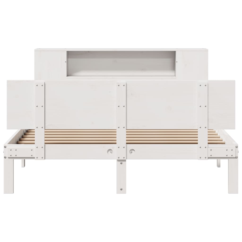 Bookcase Bed without Mattress White 140x190cm Solid Wood Pine