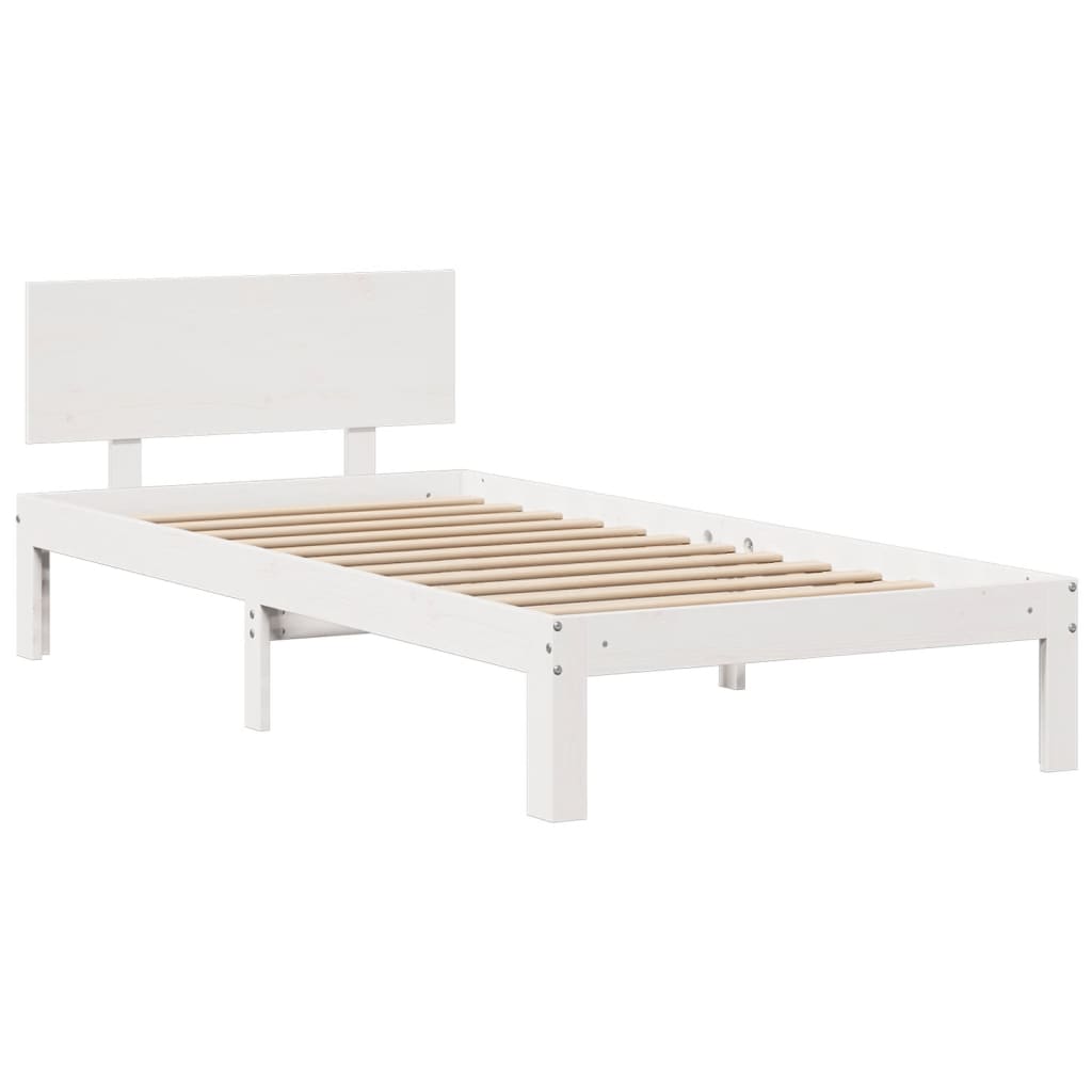 Bookcase Bed without Mattress White 120x200cm Solid Wood Pine