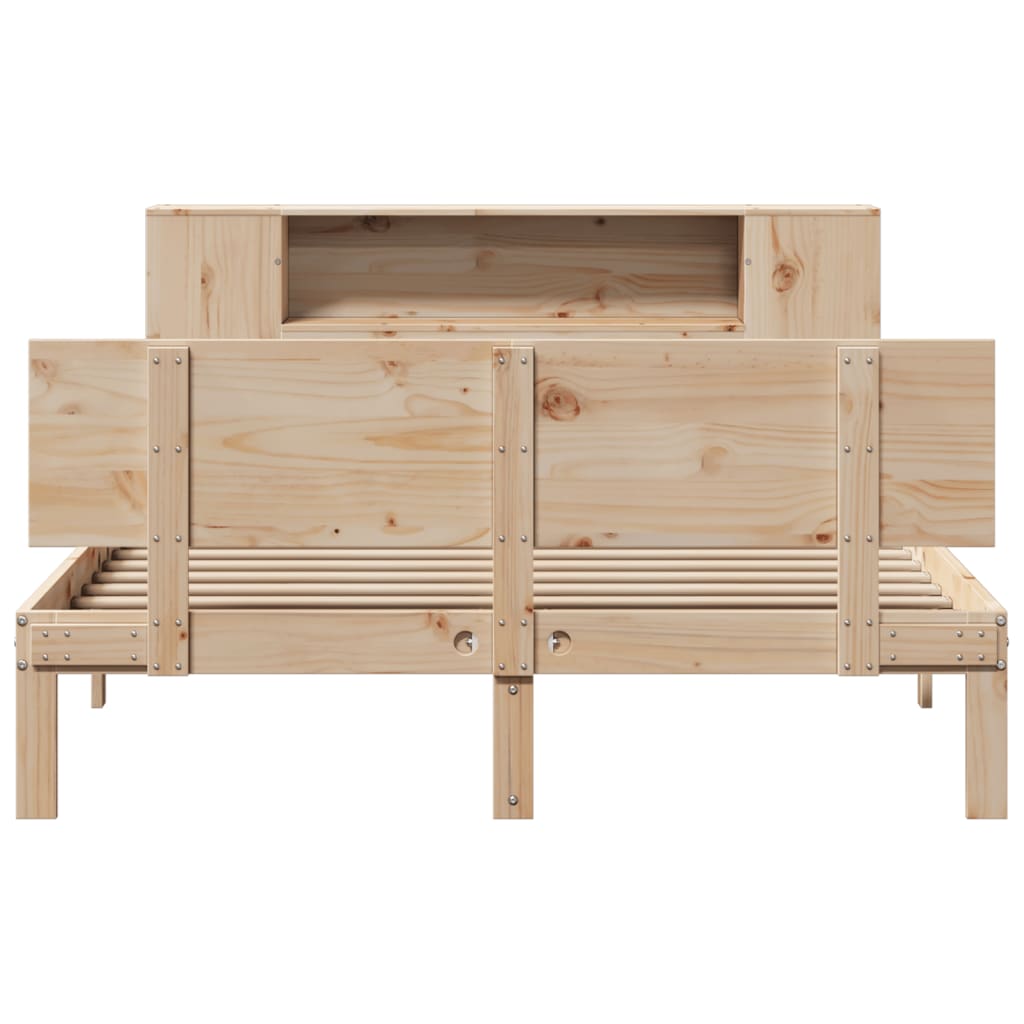 Bookcase Bed without Mattress 140x200cm Solid Wood Pine