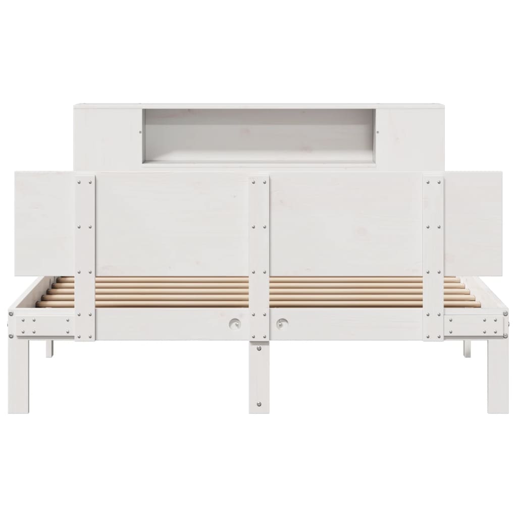 Bookcase Bed without Mattress White 140x200cm Solid Wood Pine