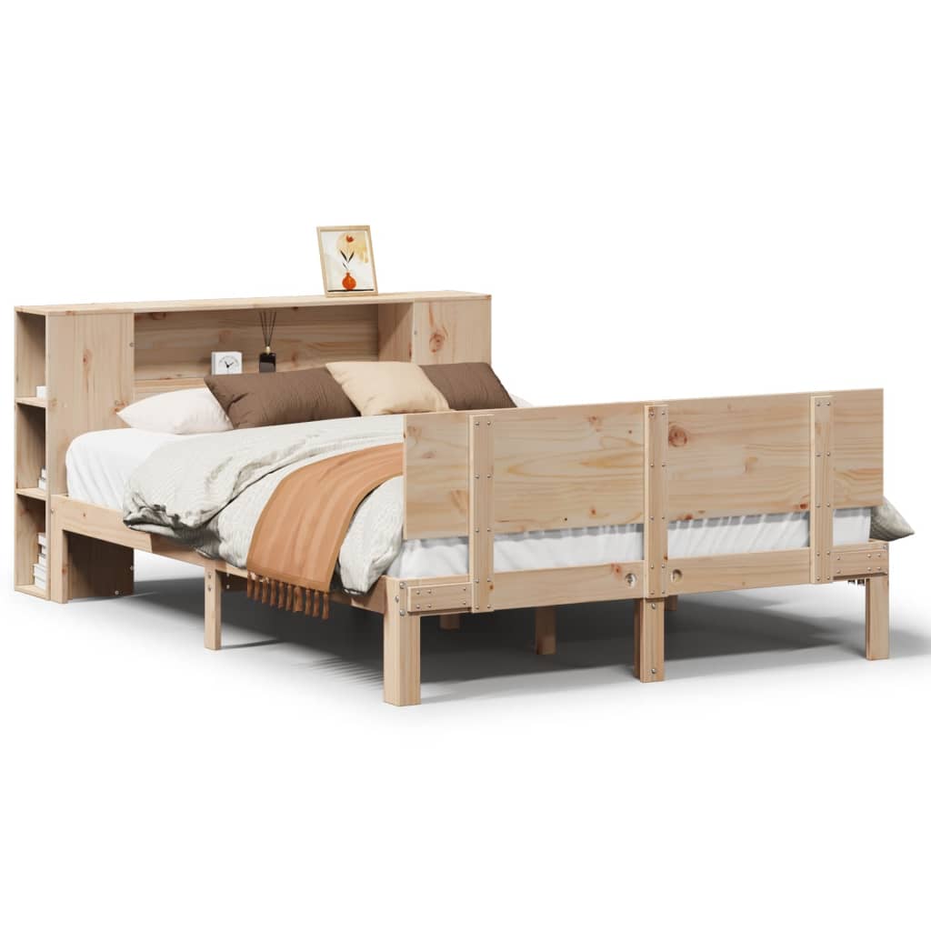 Bookcase Bed without Mattress 150x200 cm King Size Solid Wood Pine
