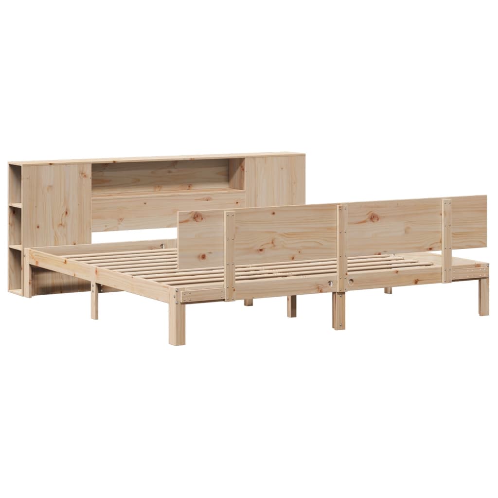 Bookcase Bed without Mattress 200x200cm Solid Wood Pine