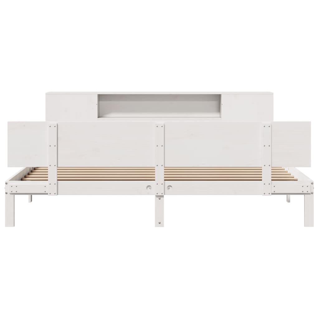 Bookcase Bed without Mattress White 200x200cm Solid Wood Pine