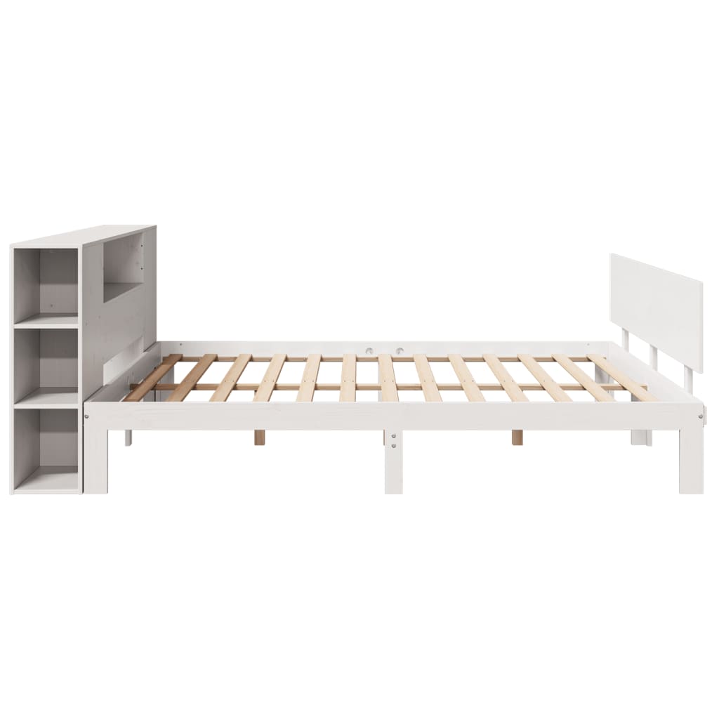 Bookcase Bed without Mattress White 200x200cm Solid Wood Pine
