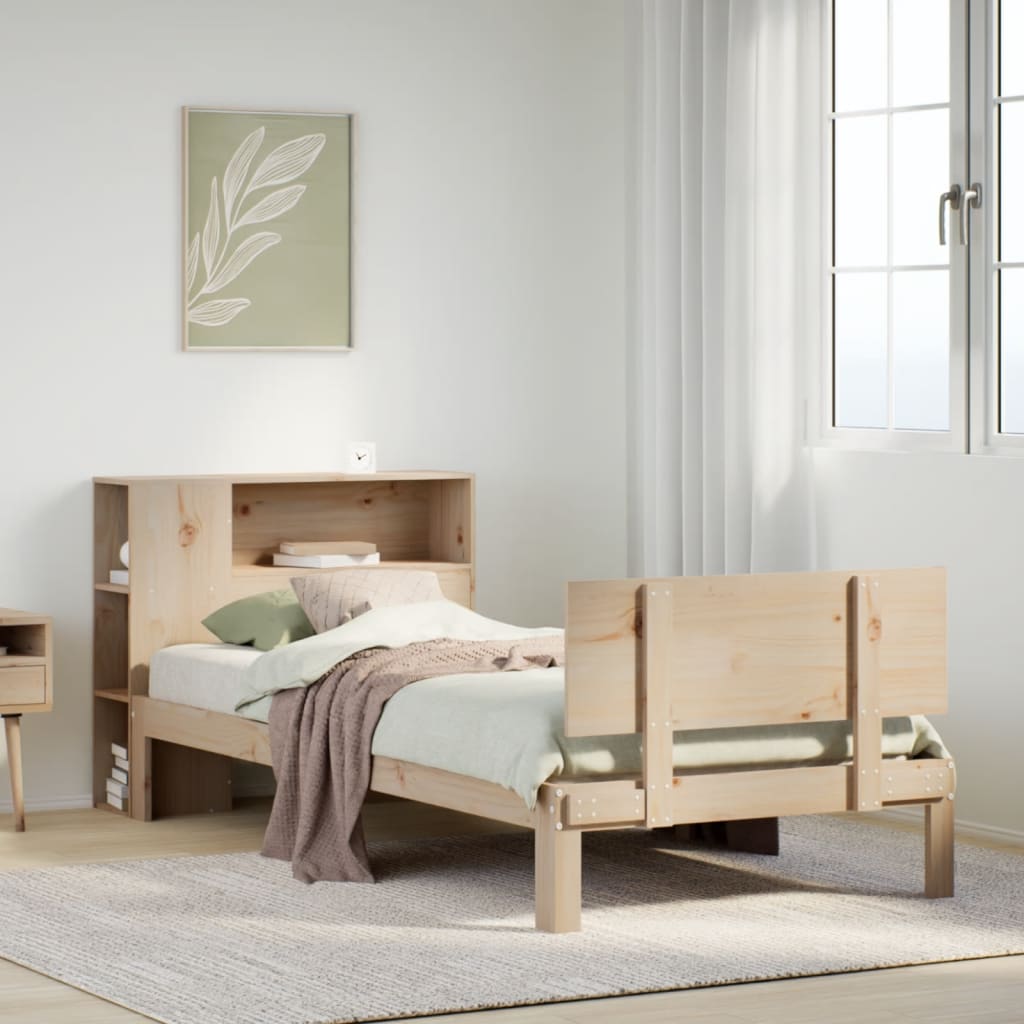 Bookcase Bed without Mattress 75x190cm Small Single Solid Wood Pine